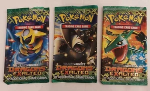 3x Pokemon Black & White Dragons Exalted Empty Booster Pack Artset Rayquaza Tina - Picture 1 of 4