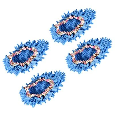 4Pcs Washable Cleaning Shoes Cover Duster Chenille Mop Slippers Blue Foto 1 de 4
