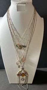 Silver & Gold Tone Layered Necklaces Set Of 6 Layered One Signed Cabi (N1) - Picture 1 of 8