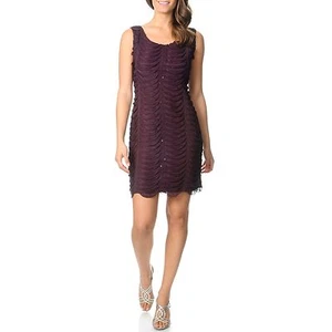 NEW R & M Richards -Petite 10P-Eggplant -Allover Draped Dress ($88) - Picture 1 of 6