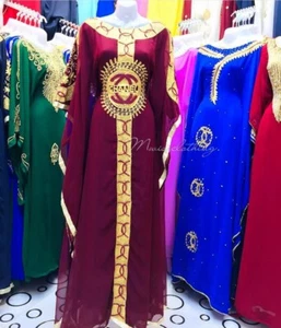 SALE !! Moroccan Dubai Kaftans Farasha Abaya Dress Very Fancy Cainal Long Gown - Picture 1 of 5