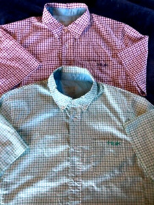 2 New HUK FISHING Mens S/S TIDE POINT Button-Down Checked SHIRT Lot 2 SHIRTS Med