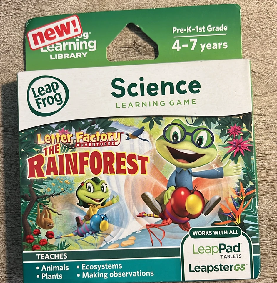 LeapFrog Learning Adventures: Letter Factory THE RAINFOREST~ Science Game NEW - Image 1 of 2