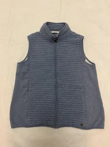 ORVIS Blue Cotton Quilted Full Zip Vest Women’s Sz LRG Zip Pockets EUC! - Picture 1 of 11