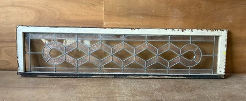 Antique 69 Lite Leaded Beveled Textured glass 18x72 Transom Window VTG 1489-22B Cover
