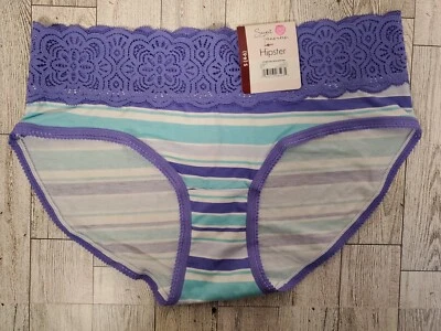 Bragas de encaje Secret Treasures HIPSTER púrpura rayas rayón tallas XS, S, 2X, 3X Foto 1 de 4