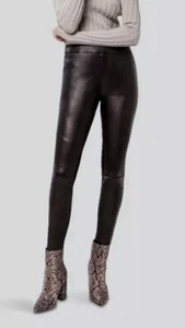 AS By DF Kiki Lamb Leather Legging Pants Black Ponte Knit PullOn Skinny Leg Sz S - Picture 1 of 16