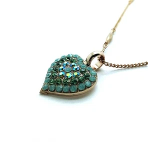 Mariana Necklace Pendant Heart Shaped Greens Swarovski Crystals My Treasures ... - Picture 1 of 3