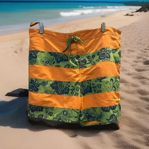 Reyn Spooner Swim Trunks Shorts Mens 38 Hawaiian Floral Geometric Pattern Beach - Picture 1 of 7