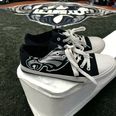 PHILADELPHIA EAGLES Black/White FOCO NFL Low Top Sneakers Shoes (Men's Size 10) Cover