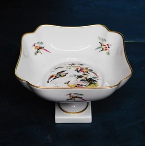 Vtg LIMOGES FRANCE PORCELAIN PEDESTAL COMPOTE CANDY DISH w BIRDS of PARADISE EXC - Picture 1 of 8