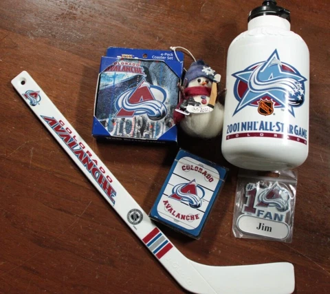 Colorado Avalanche Souvenir Lot NHL Mini Stick Coasters Playing Card Magnet Cover