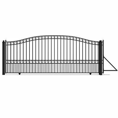 ALEKO Paris Style Garden Ornamental Steel Single Sliding 16' Driveway Gate Black - Image 1 of 4