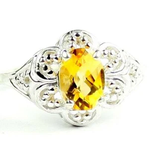 925 Sterling Silver Ladies Filigree Ring, Citrine, SR125 - Picture 1 of 5