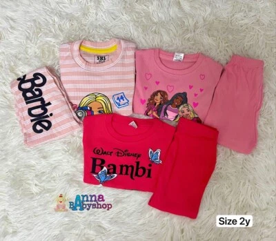 Barbie Girls 3 set Cotton Pleated Pajamas Kids Clothes Sleepwear Size 2y - Image 1 of 4