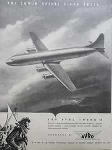 3/1946 PUB AV ROE AVRO TUDOR II AIRLINER SIXTY PASSENGER AIRCRAFT ORIGINAL AD - Picture 1 of 1