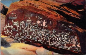 Adamama AZ Petroglyphs Newspaper Rock Petrified Forest Pictograph postcard PQ2 - Picture 1 of 2