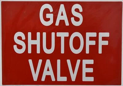 BUILDINGSIGNS.COM Gas Shut-Off Valve Sticker(Reflective,1 Unit, RED Background,7X10 inch)