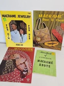 Macrame Jewelry Bags Gifts Patterns Booklet Lot Vtg 70s Handbook Common Knots - Picture 1 of 10
