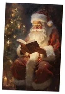 Vintage Christmas Canvas Wall Art Santa Claus 12.00" x 18.00" Santa Claus Decor - Picture 1 of 8