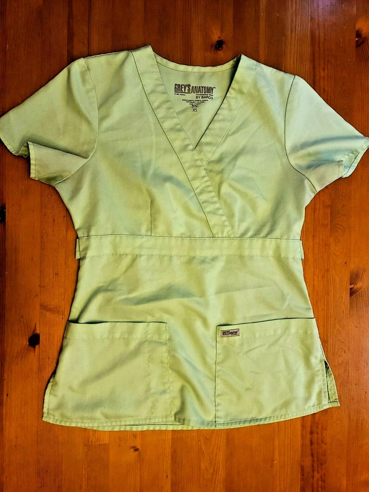 GREY'S ANATOMY LIME GREEN SCRUB TOP SIZE XS - Image 1 of 4