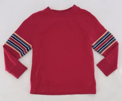 Camisa Hanna Andersson Niño Rojo Rayas Manga Larga 100% Algodón Talla 100 Defectos Foto 1 de 4