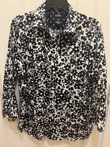 CHAPS Bluse Größe L (L) 100% Baumwolle - marine/weiß geblümt bügelfrei - Bild 1 von 5