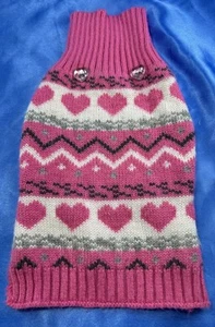 Smoothie Hündchen rosa und weiß Hundepullover Herz Knopf Akzent Größe XS - Bild 1 von 8
