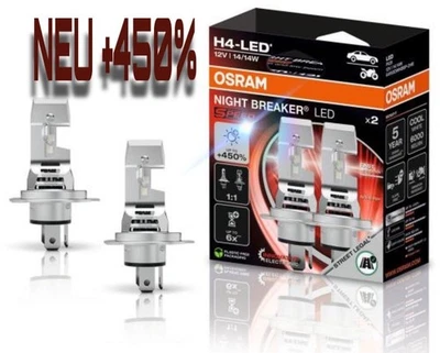 2St. OSRAM H4 LED Speed NIGHT BREAKER up to 450 PROZENT StVZO-Konform Auto Lampe - Bild 1 von 4
