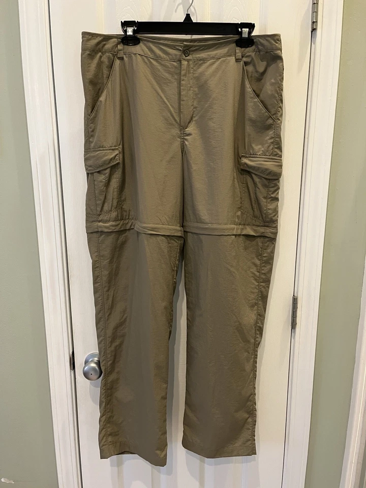 Pantalones convertibles Columbia PFG Omni-Shade para mujer talla L verde piedra plata Ridge Foto 1 de 4