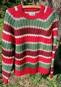 Vintage Carraig Donn 100 % Murino reine Schurwolle handgestrickt Zopfmuster Pullover Medium - Bild 1 von 8
