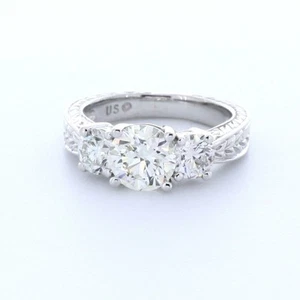 2.6CT Lab-Created Diamond E/VS2 Round Cut 14K Gold Prong Vintage Engagement Ring - Picture 1 of 8