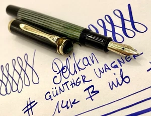 MINT 1954 PELIKAN 400 GREEN STRIATED Fountain Pen- 14k B Flexy Nib- Restored - Picture 1 of 24