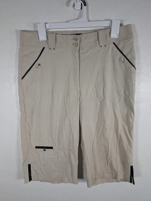 Шорты женские Jamie Sadock 10 бежевые черные отделка для ходьбы по гольфу легкие эластичные - Изображение 1 из 4