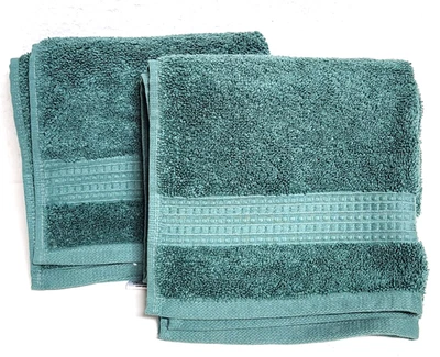 Paquete de 2 toallas de mano azul aceite puramente indulgente 100 % algodón Welspun Foto 1 de 3