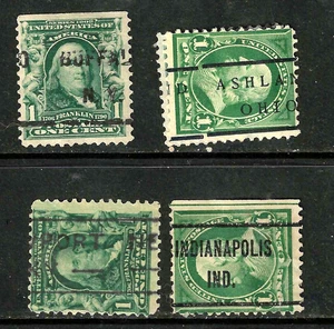 Sc #300 x 4 Mistruck Precancels Collection Franklin 1 Cent 1894 Bureaus US 24B41 - Picture 1 of 3