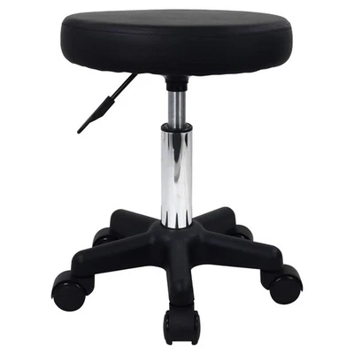 Round Rolling Stool Height Adjustable with Wheels for Spa Salon Massage Black - Image 1 of 4