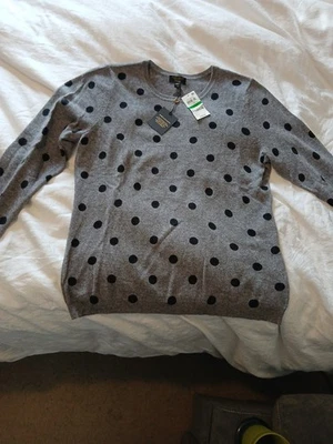 Suéter Charter Club Cashmere Para Mujer Grande Gris Y Negro Lunares Nuevo Con Etiquetas Foto 1 de 2