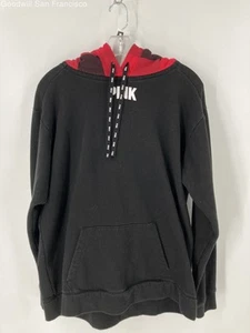 Victoria's Secret Pink Black Long Sleeve Pockets Pullover Womens Hoodie Medium - Picture 1 of 4
