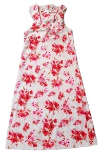 Oscar De La Renta Nightgown Pink Label V Neck Floral Medium Polka Dots Ruffle  - Picture 1 of 8
