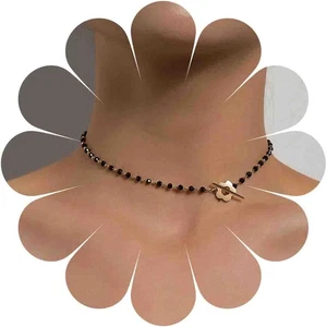 Collar Gargantilla Cuentas Negro Estación Boho Cristal Clavícula Collar Minimalista C - Imagen 1 de 7