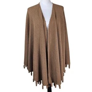 Alpaca International Baby Alpaca Poncho Wrap Cape OS Camel Tassel Quiet Luxury - Picture 1 of 7