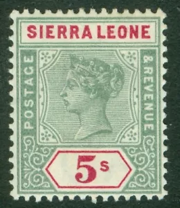 SG 52 Sierra Leona 1896-97. 5/- verde y carmín. Un fino fresco muy ligeramente... - Imagen 1 de 1