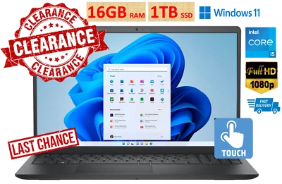 2025 Dell Laptop Inspiron 15.6" Touchscreen Intel i5-1135G7 16GB 1TB SSD Win Pro - Image 1 of 4