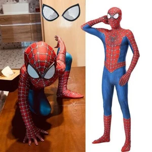 Raimi Spiderman Kids Adults Tobey Maguire Cosplay Costume Fancy Dress Jumpsuit - Picture 1 of 12