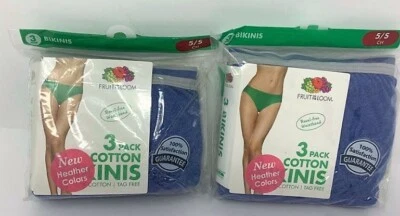 Bragas de bikini de algodón Fruit of the Loom ligeramente imperfectas talla 5 pequeñas 6 unidades Foto 1 de 2
