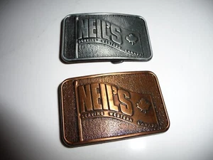 2 1970s NEIL'S Western Canada Belt Buckles-Copper & Pewter Color - Free Shipping - Picture 1 of 7