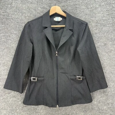 Vertigo Jacket Women L Large Gray Full Zip Collared Long Sleeve Rayon Casual - Image 1 of 4