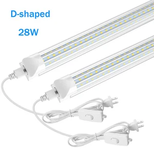 2Pcs 2FT T8 LED Tube Light Fixtures 28W LED Utility Shop Lights Garage Workshop - Picture 1 of 11