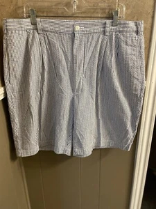 Jos A. Bank Seersucker Shorts Men Sz. 40 Blue White Stripe 100% Cotton - Picture 1 of 4
